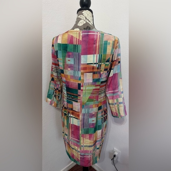 Vilagallo Colorful Shift Dress in pinks and blues- Size L 40 - Picture 4 of 7